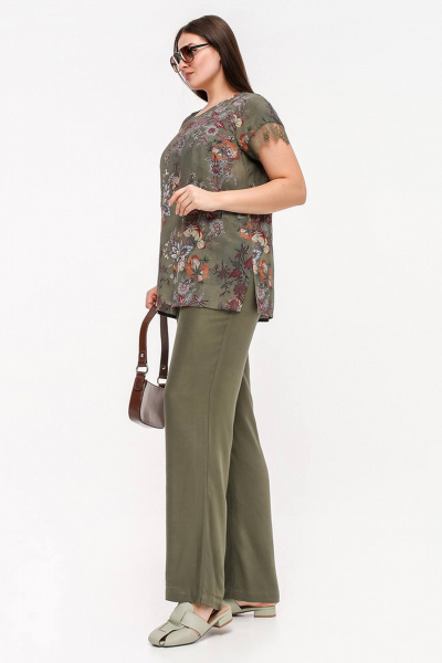 Блуза La rouge 6295 хаки-набивной - фото 3