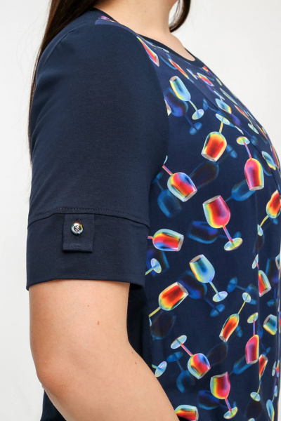 Джемпер La rouge 3350 синий-(бокалы) - фото 6