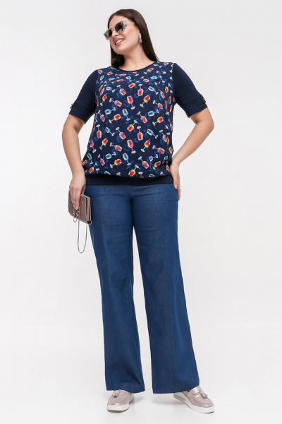 Джемпер La rouge 3350 синий-(бокалы) - фото 2