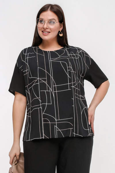 Блуза La rouge 6287 черный-(геометрия) - фото 1