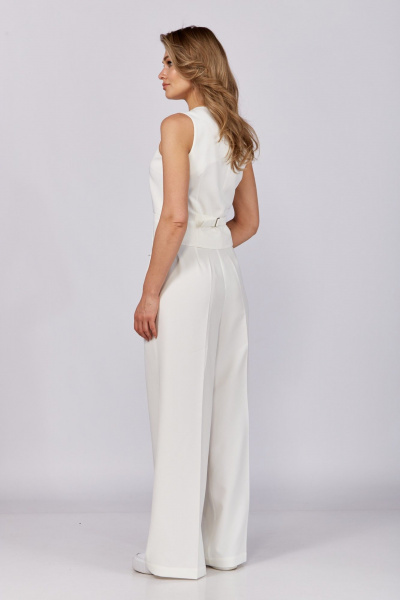 Жилет полуприлегающего силуэта с пуговицами и бортами DNM 034 молочный - фото 2