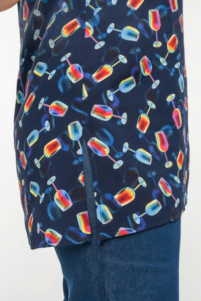 Блуза La rouge 6296 синий-(бокалы) - фото 6