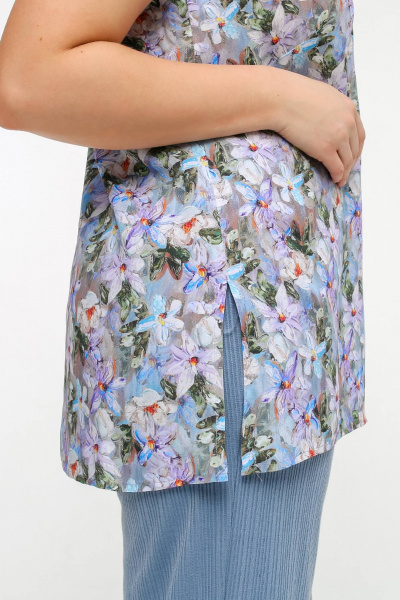 Блуза La rouge 6296 сиреневый-(цветы) - фото 6