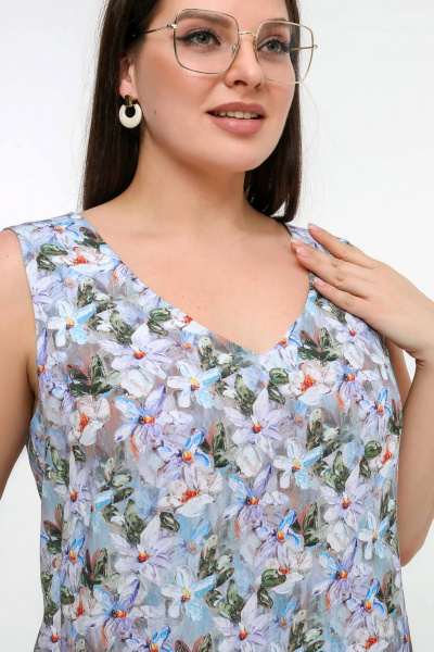 Блуза La rouge 6296 сиреневый-(цветы) - фото 5