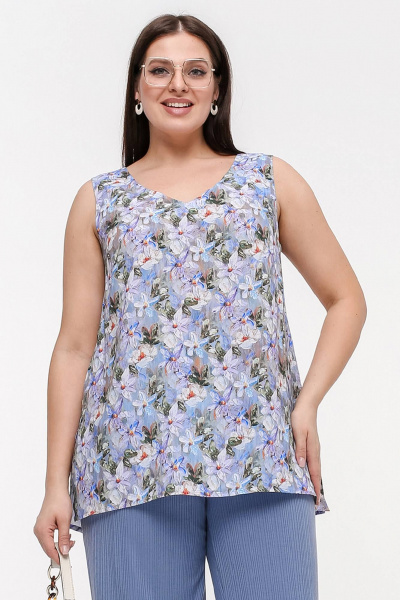 Блуза La rouge 6296 сиреневый-(цветы) - фото 1