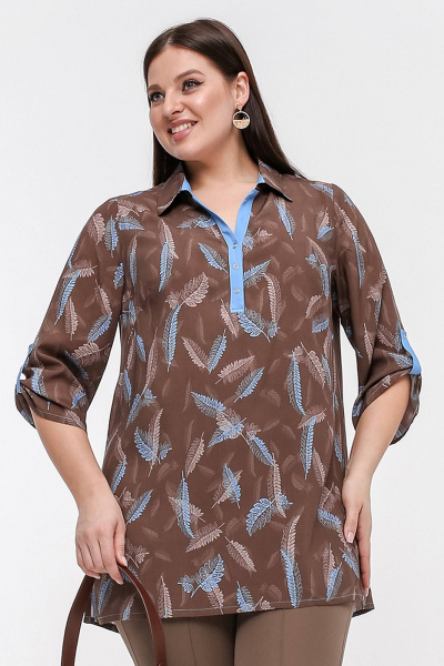 Блуза La rouge 6283 какао-(голубой) - фото 1