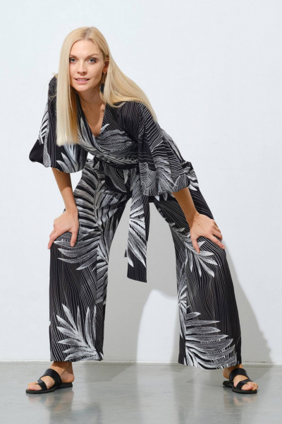 Комбинезон Achosa 2203 листья на черном - фото 1