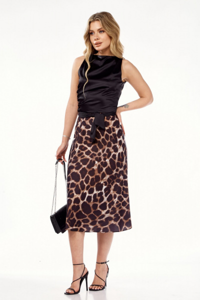 Юбка из вискозы и шёлка с косым покроем в стиле на каждый день Lady Line 575 - фото 1