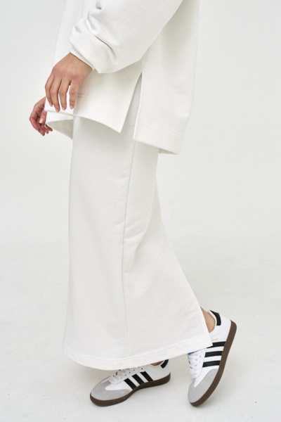 Макси-юбка из трикотажа и хлопка в стиле на каждый день GRATTO 6415 белый - фото 3