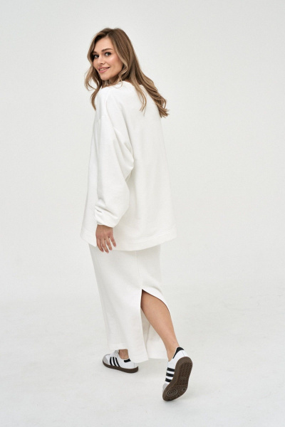 Макси-юбка из трикотажа и хлопка в стиле на каждый день GRATTO 6415 белый - фото 1