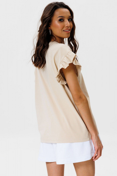 Футболка с воланами из хлопка для casual лука GO F1004/03-02. 164-170 - фото 6