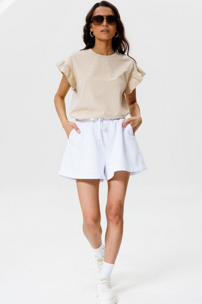 Футболка с воланами из хлопка для casual лука GO F1004/03-02. 164-170 - фото 5