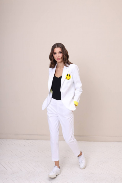 Жакет деловой из текстиля и хлопка демисезонный LARICI 7049 белый - фото 3