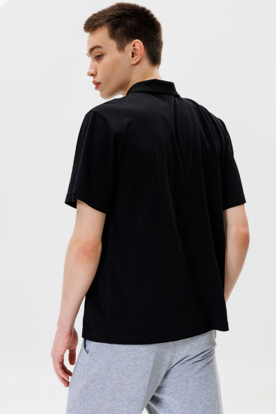 Футболка-поло черная облегающая для спорта и повседневности GO M1002/40-02. 176-182 - фото 5