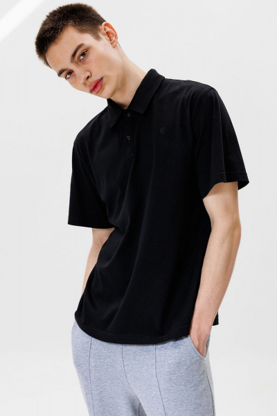 Футболка-поло черная облегающая для спорта и повседневности GO M1002/40-02. 176-182 - фото 2