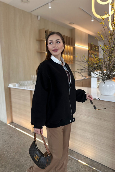 Бомбер оверсайз на молнии из текстиля и шерсти Skipper Design 133 черный - фото 5