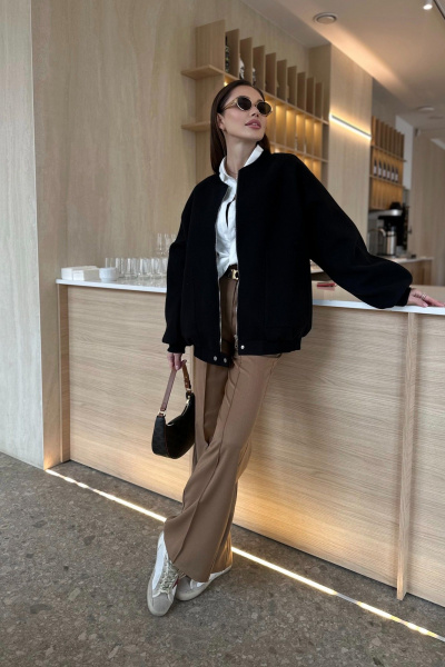 Бомбер оверсайз на молнии из текстиля и шерсти Skipper Design 133 черный - фото 4