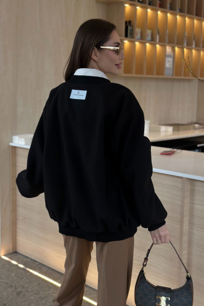 Бомбер оверсайз на молнии из текстиля и шерсти Skipper Design 133 черный - фото 2