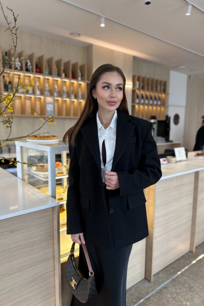 Полупальто пиджачного стиля из пальтовой ткани и шерсти Skipper Design 134 черный - фото 11