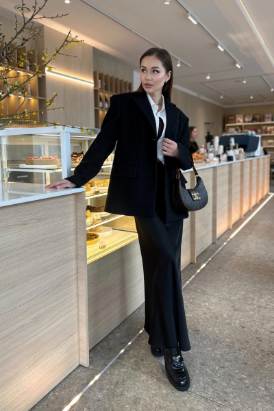 Полупальто пиджачного стиля из пальтовой ткани и шерсти Skipper Design 134 черный - фото 6