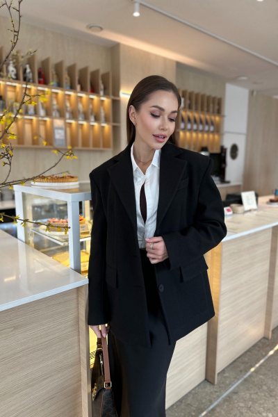 Полупальто пиджачного стиля из пальтовой ткани и шерсти Skipper Design 134 черный - фото 5