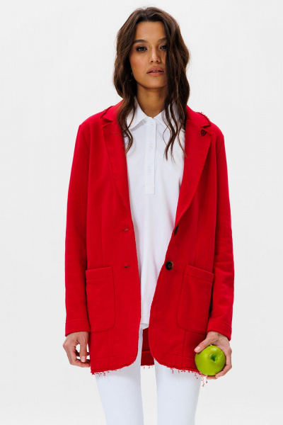 Деловой жакет из футера с воротником и лацканами GO F4065/11-02.164-170 - фото 1