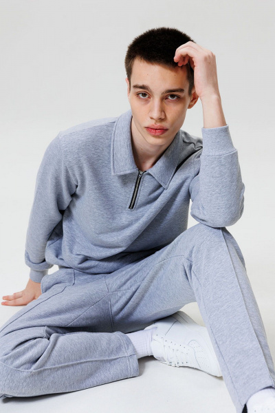 Демисезонные серые брюки и свитшот в спортивном стиле GO M3063/50-04 - фото 6