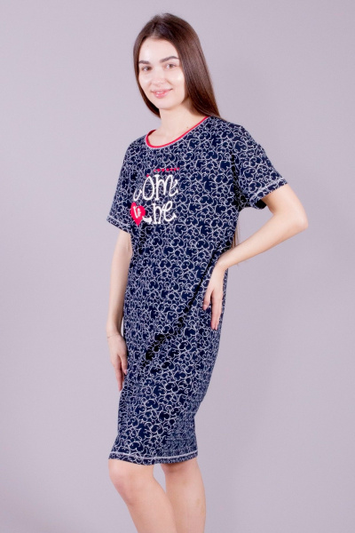 Домашняя сорочка из трикотажа, синий 8 Марта 144780-4С562Д40-158,164 набивной - фото 2