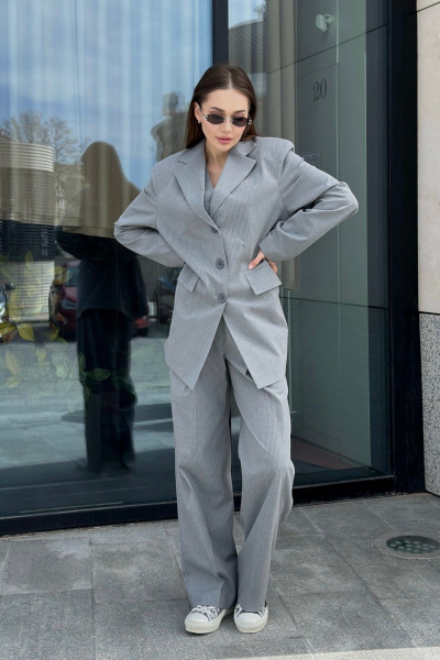 Демисезонный серый жакет и юбка из шерстяной ткани Skipper Design 320/gray4 - фото 5