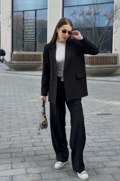 Брюки с складками и резинкой из текстиля с шерстью Skipper Design 617 черный - фото 2