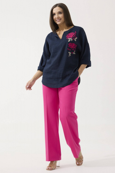 Брюки, рубашка Ma Сherie 3051 темно-синий +фуксия - фото 3