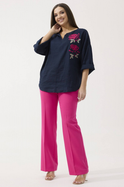 Брюки, рубашка Ma Сherie 3051 темно-синий +фуксия - фото 2