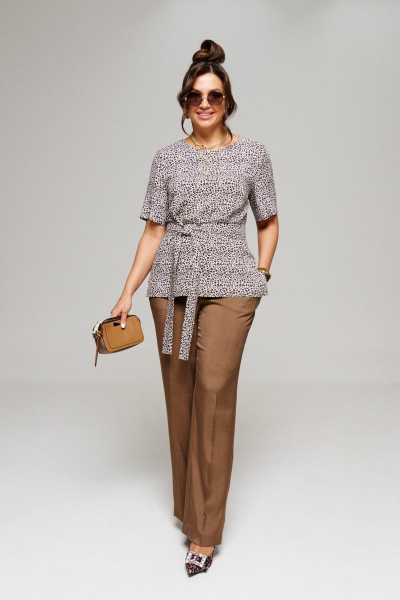 Блуза, брюки Beautiful&Free 6144 леопард+шоколад - фото 3