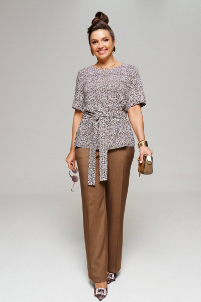 Блуза, брюки Beautiful&Free 6144 леопард+шоколад - фото 1