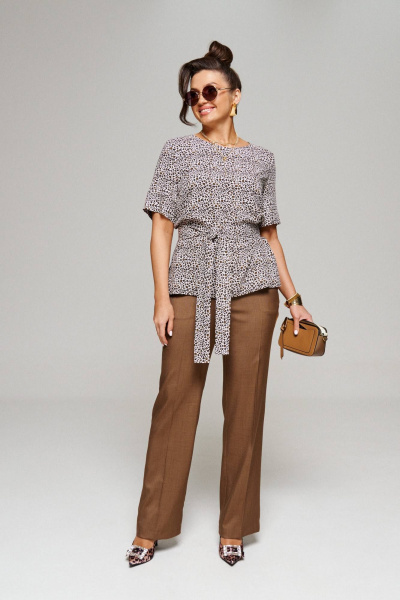 Блуза, брюки Beautiful&Free 6144 леопард+шоколад - фото 2