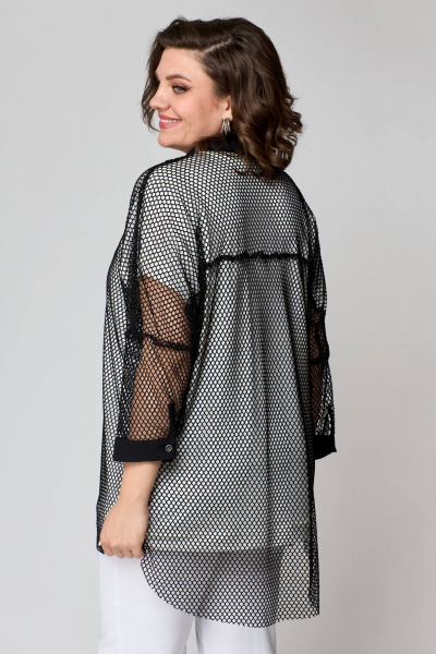 Комплект: брюки, рубашка и топ из текстиля для повседневности Solomeya Lux 854 черный+белый - фото 8