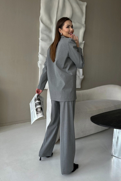 Брюки в полоску с складкой и эластичным поясом Skipper Design 617/gray4 - фото 2
