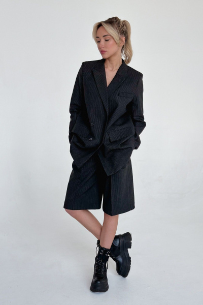 Классические бермуды в полоску из шерстяной ткани Skipper Design 618 темно-серый_в_полоску - фото 2