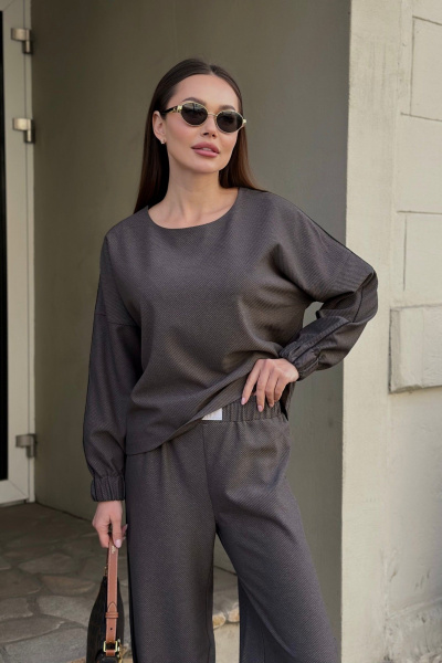 Брюки и джемпер костюм из текстиля с комфортной посадкой Skipper Design 914 серый - фото 2