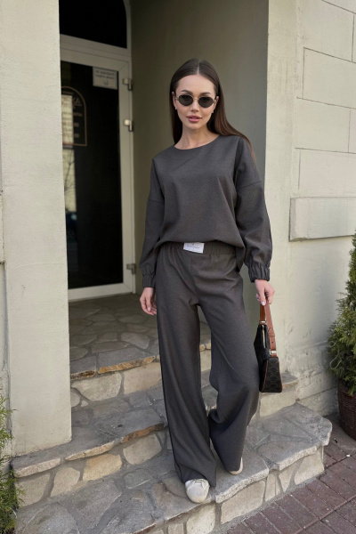 Брюки и джемпер костюм из текстиля с комфортной посадкой Skipper Design 914 серый - фото 1