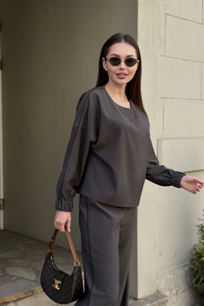 Брюки и джемпер костюм из текстиля с комфортной посадкой Skipper Design 914 серый - фото 3