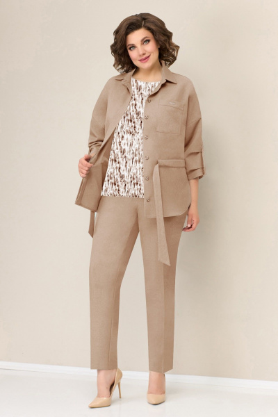 Блуза, брюки, жакет VOLNA 1304 светло-бежевый - фото 1