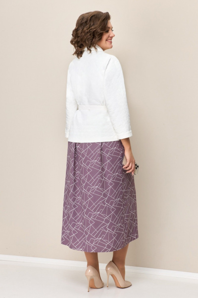 Жакет, платье VOLNA 1343 молочно-белый,слива - фото 5