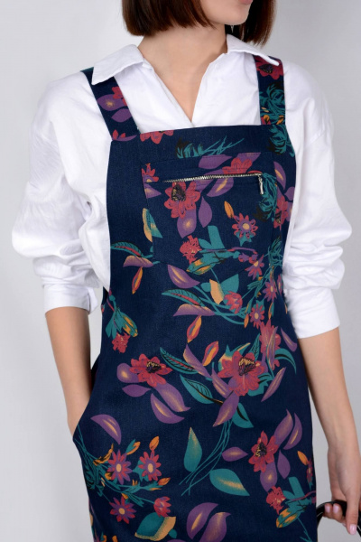 Джинсовый сарафан с карманом миди прямого кроя Patriciа C15162 индиго,сиреневый - фото 5