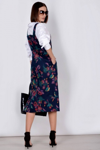 Джинсовый сарафан с карманом миди прямого кроя Patriciа C15162 индиго,сиреневый - фото 4