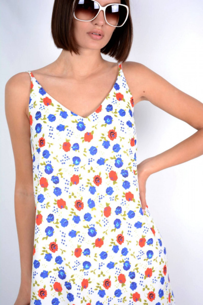 Летний легкий сарафан с тонкими бретелями для прогулок Patriciа F15300 белый,синий - фото 3