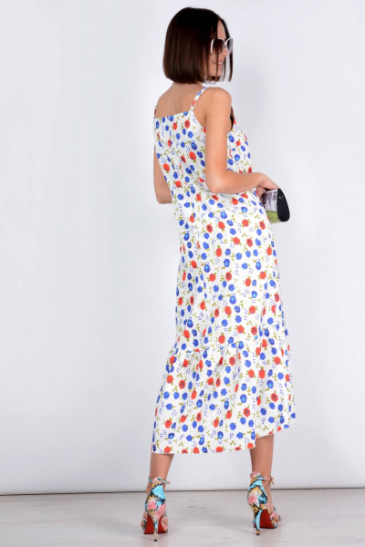 Летний легкий сарафан с тонкими бретелями для прогулок Patriciа F15300 белый,синий - фото 2