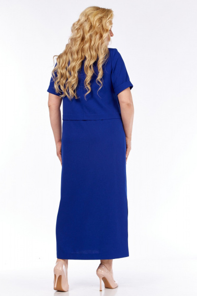 Платье из льна на каждый день с разрезом SVT-fashion 585 василек - фото 4