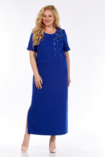 Платье из льна на каждый день с разрезом SVT-fashion 585 василек - фото 3