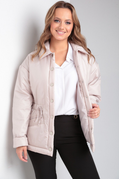 Куртка утепленная из плащёвой ткани с кулисой и отложным воротником Modema м.2035 - фото 8